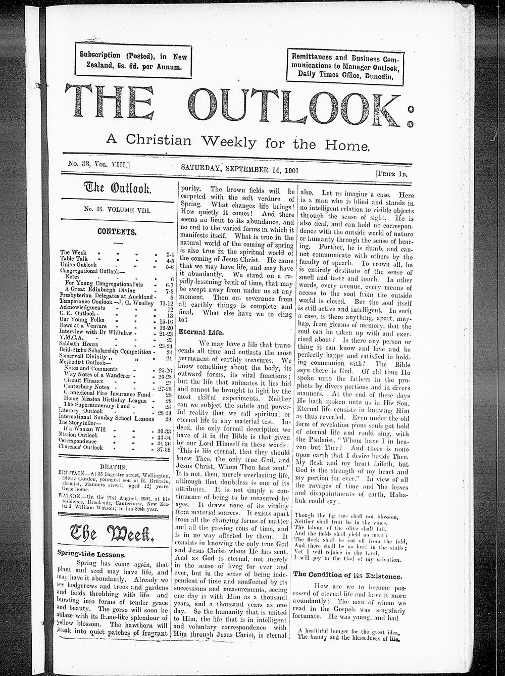 The Outlook: 14th September 1901