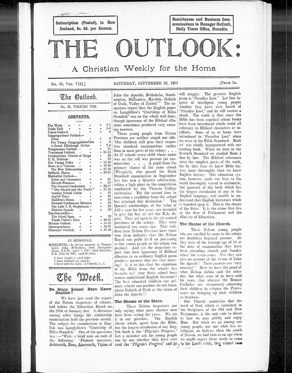 The Outlook: 28th September 1901