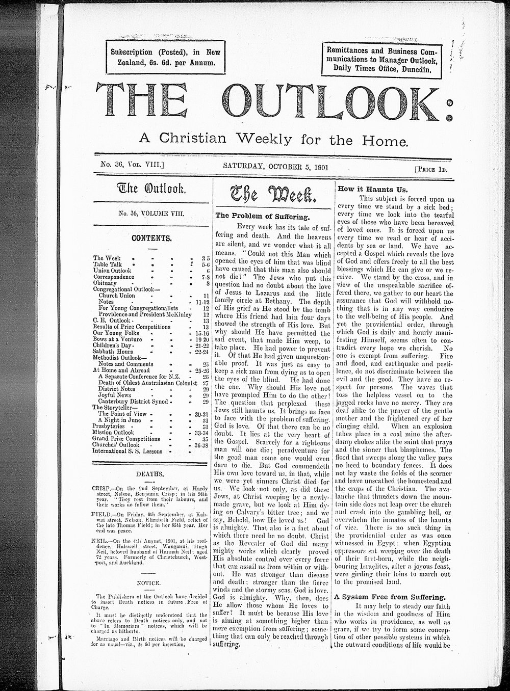 The Outlook: 5th October 1901