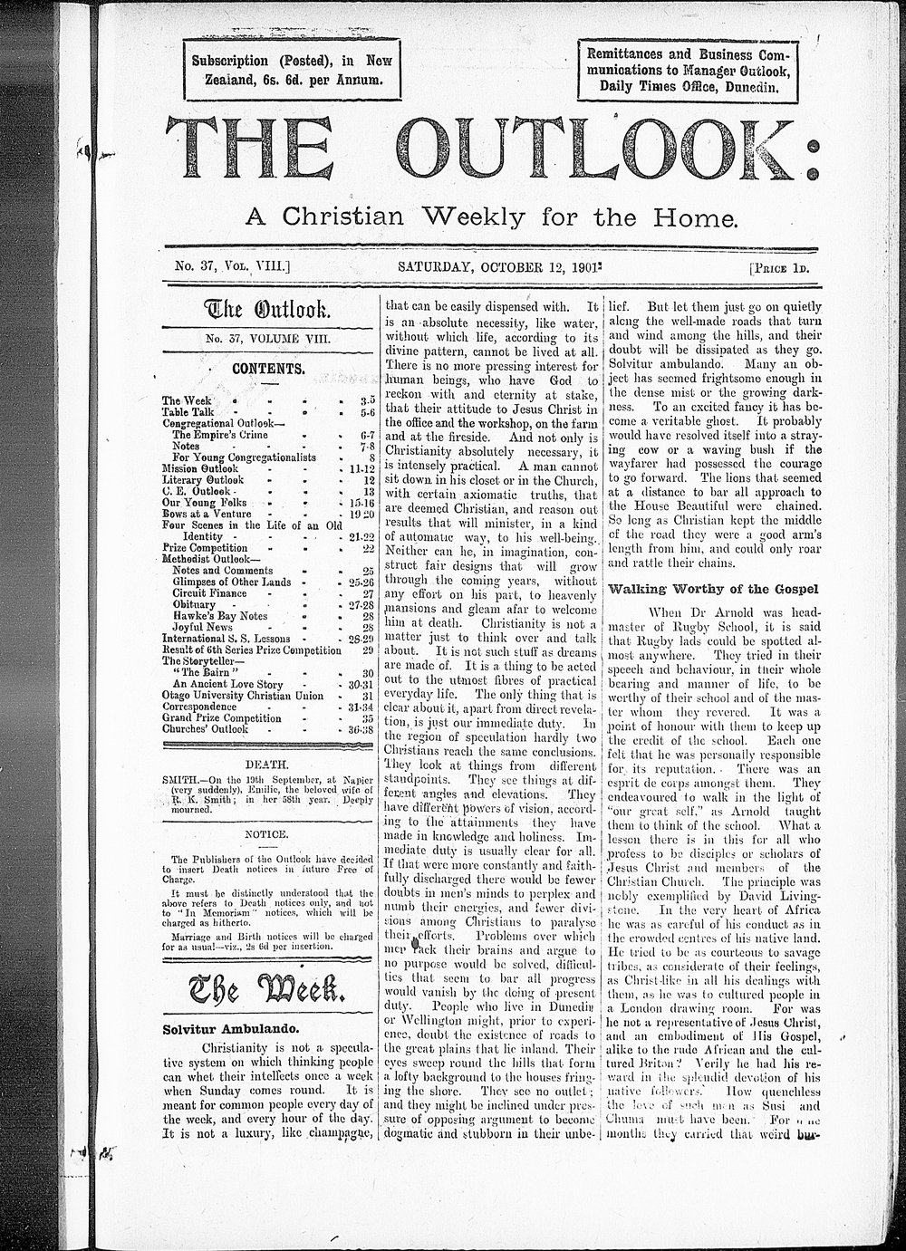 The Outlook: 12th October 1901