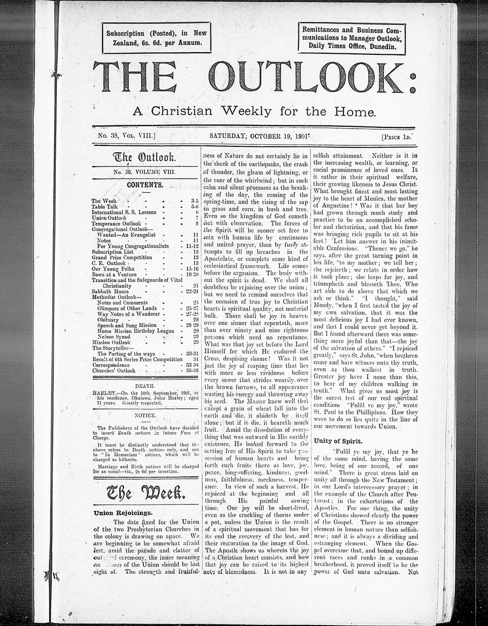The Outlook: 19th October 1901