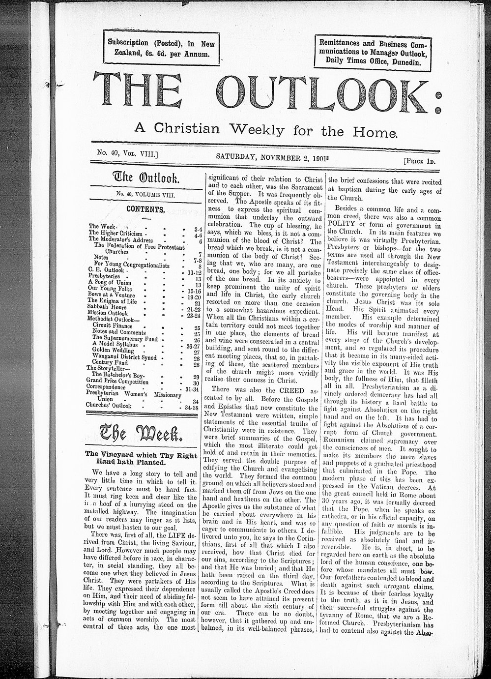 The Outlook: 2nd November 1901