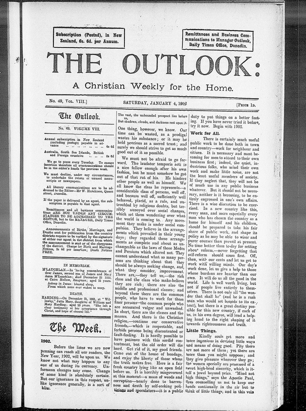 The Outlook: 4th January 1902