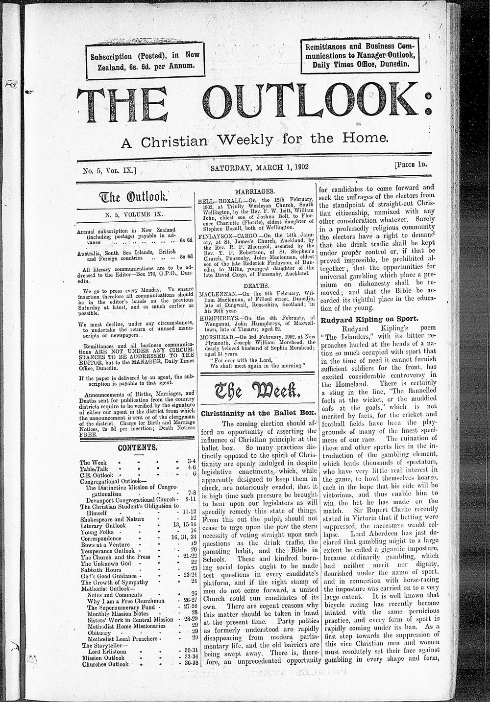 The Outlook: 1st March 1902