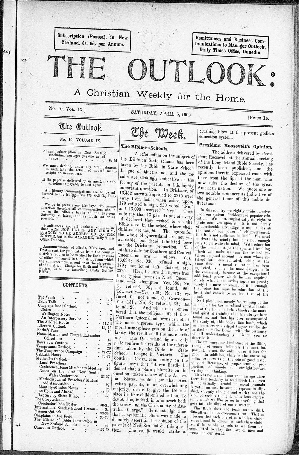 The Outlook: 5th April 1902