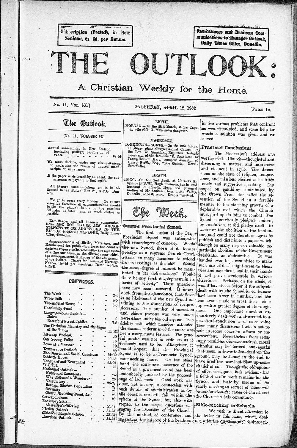 The Outlook: 12th April 1902