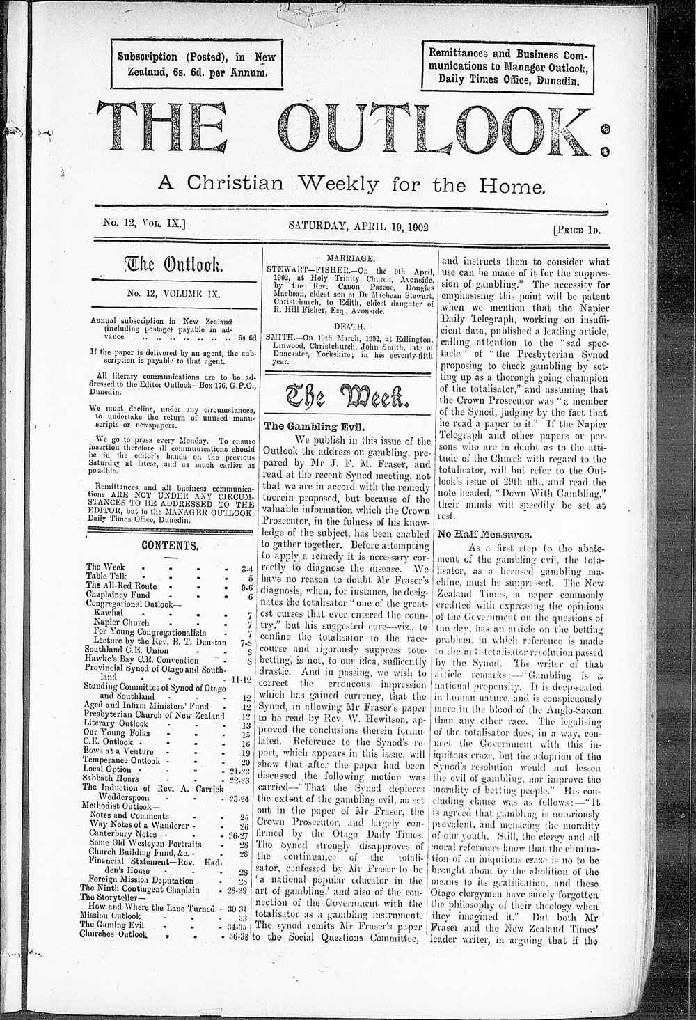 The Outlook: 19th April 1902