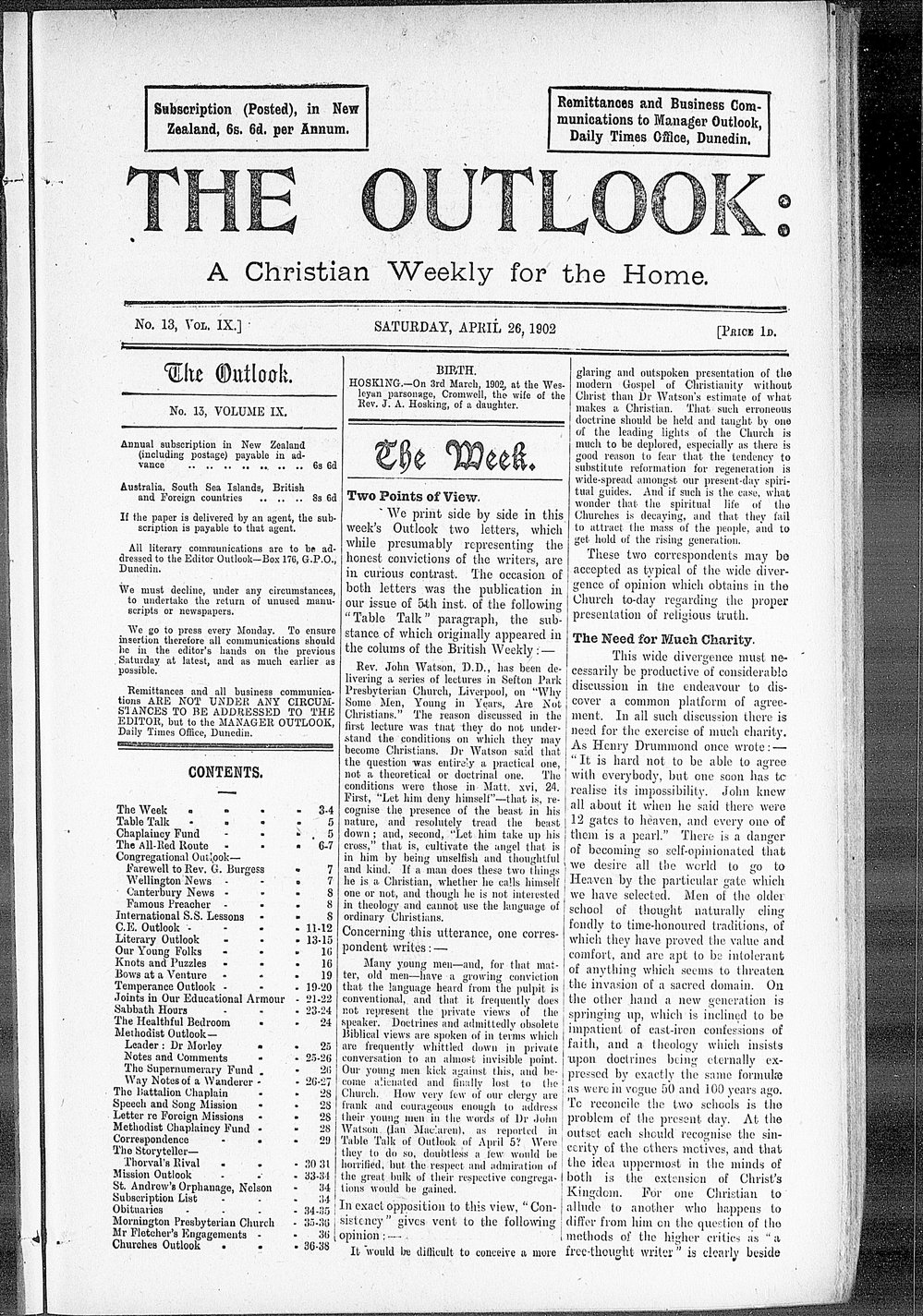 The Outlook: 26th April 1902