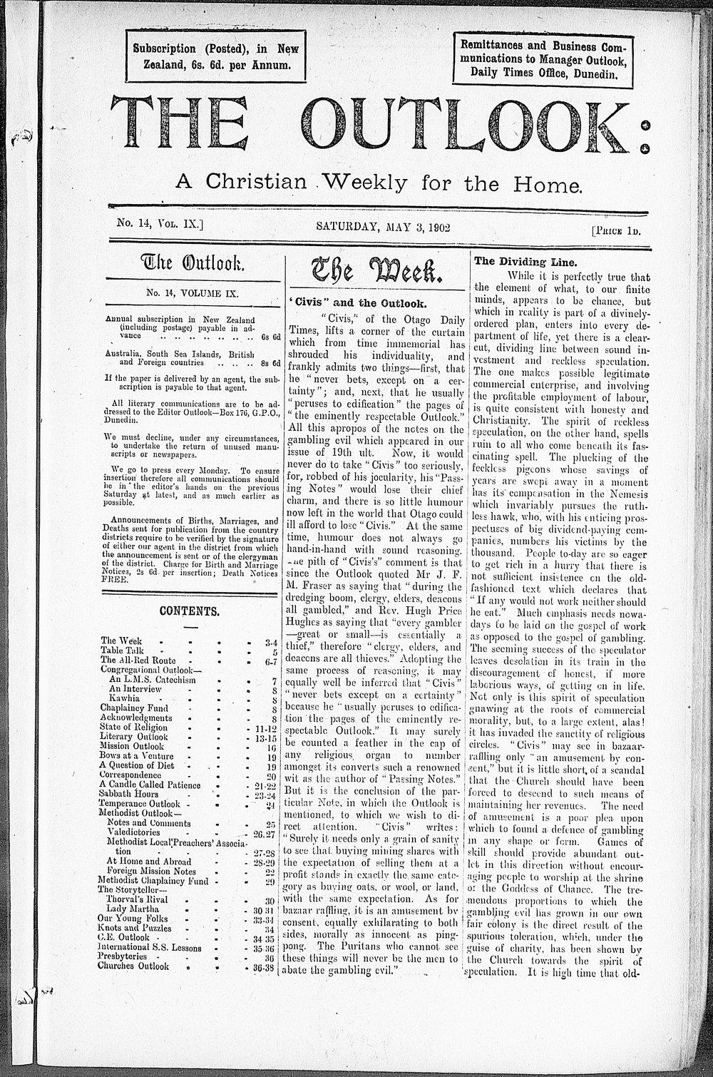 The Outlook: 3rd May 1902