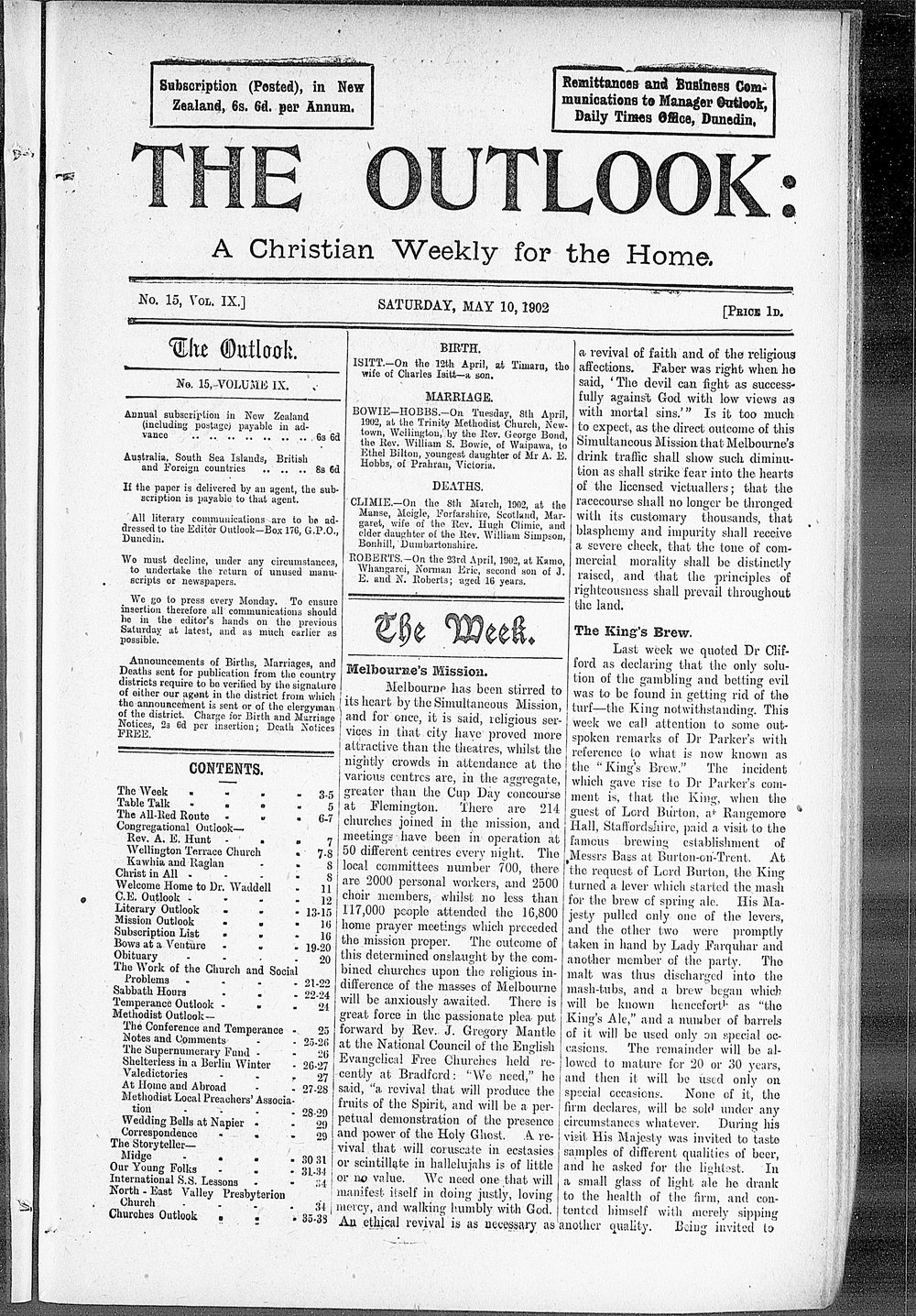 The Outlook: 10th May 1902