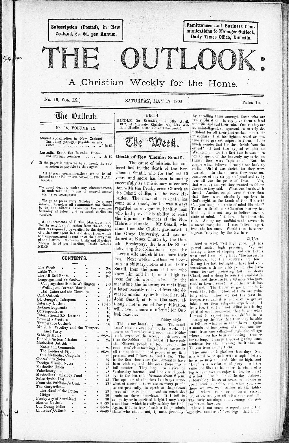 The Outlook: 17th May 1902