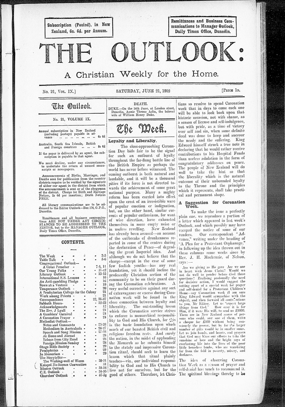 The Outlook: 21st June 1902