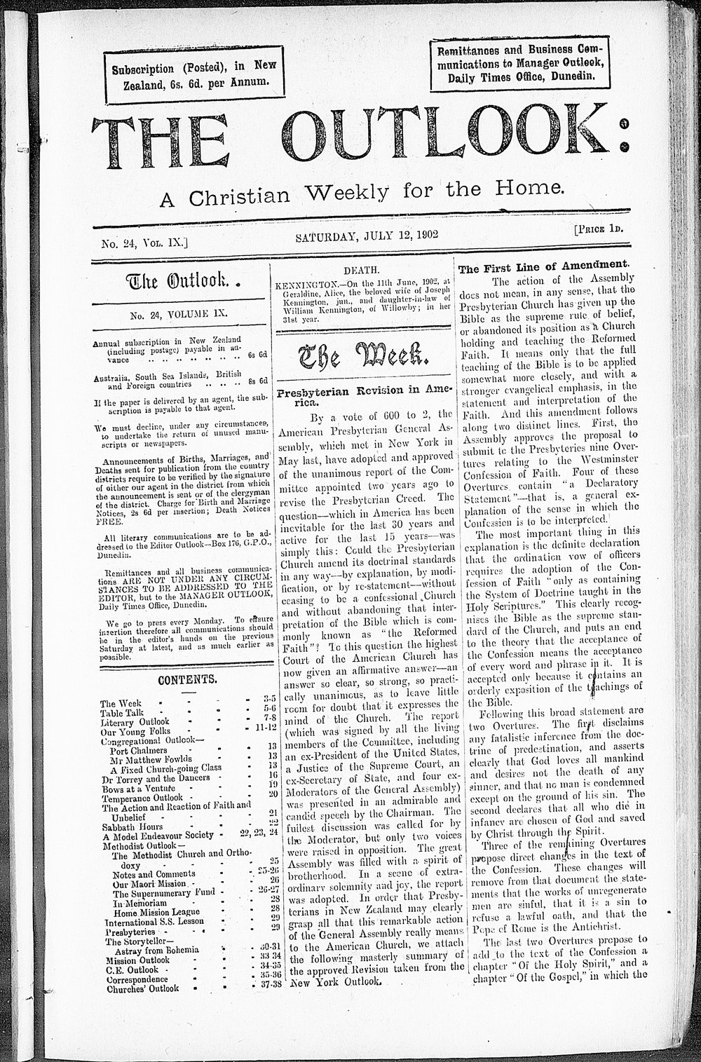 The Outlook: 12th July 1902
