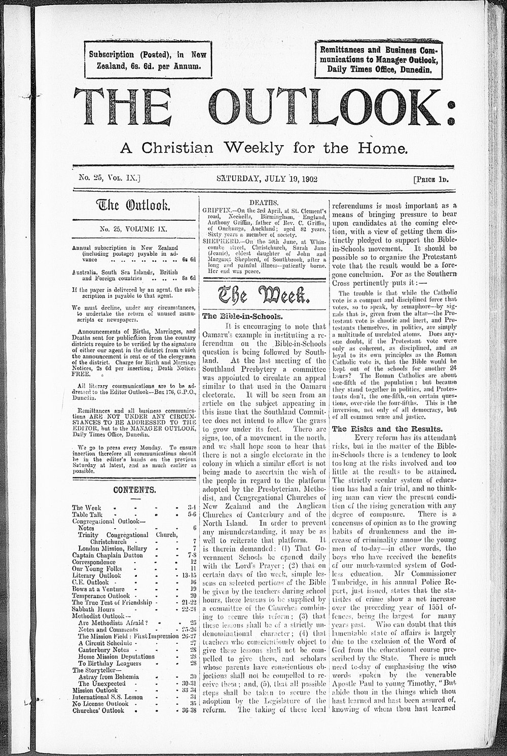 The Outlook: 19th July 1902