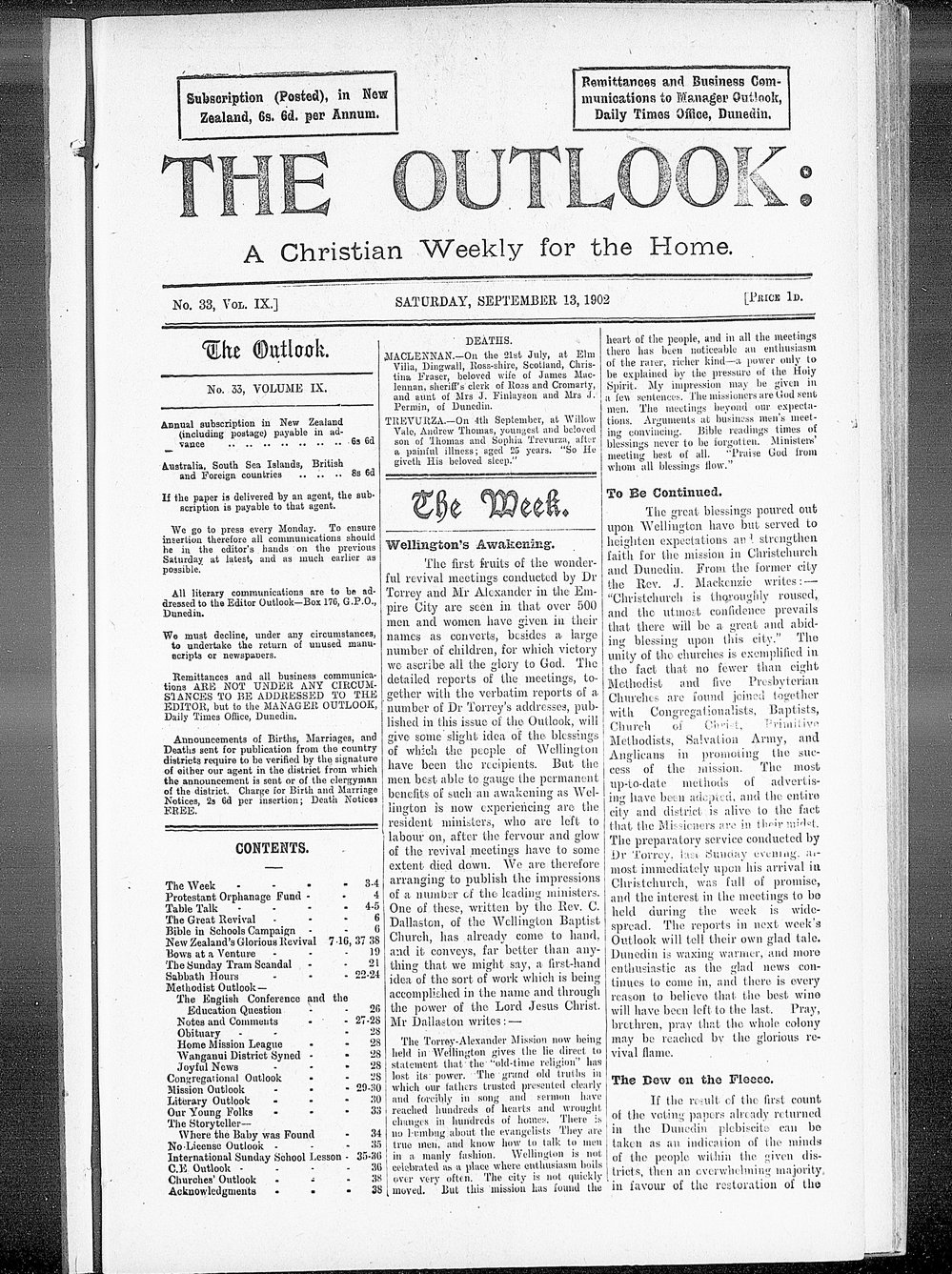 The Outlook: 13th September 1902