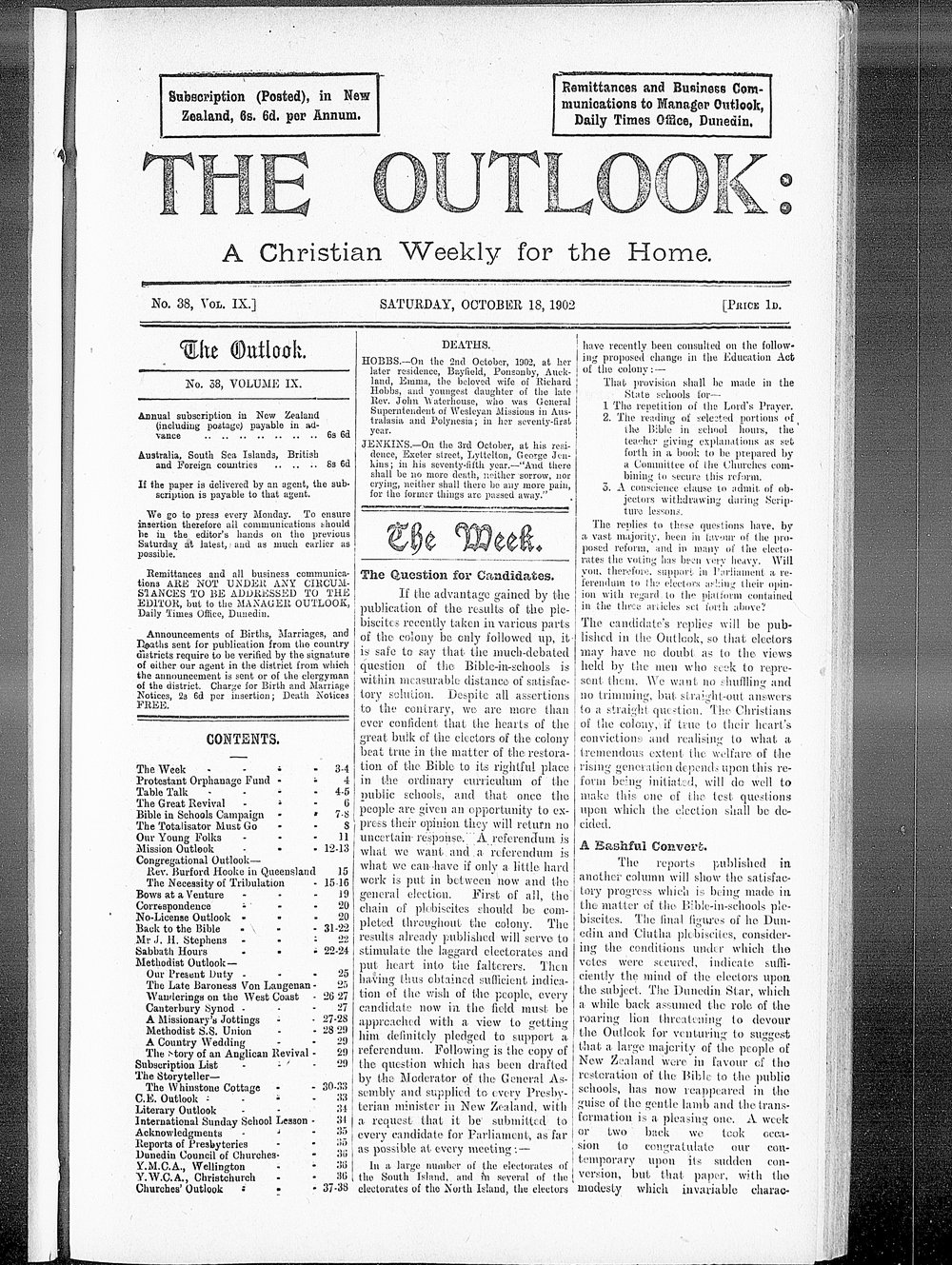The Outlook: 18th October 1902