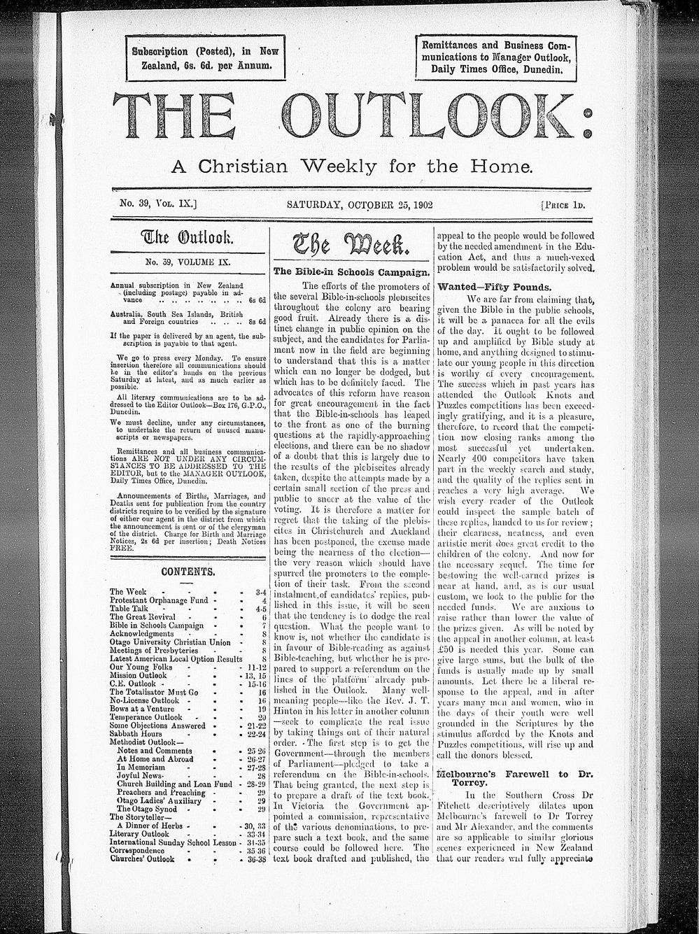 The Outlook: 25th October 1902