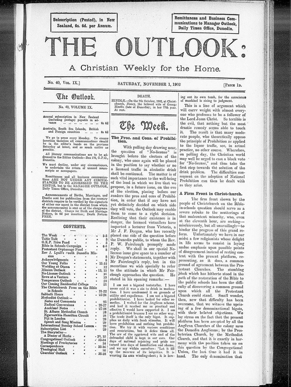 The Outlook: 1st November 1902