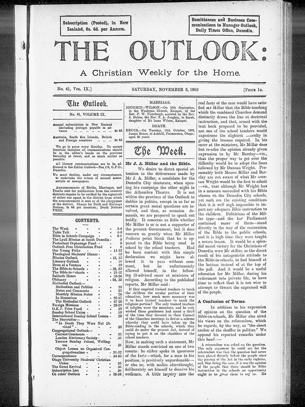 The Outlook: 8th November 1902