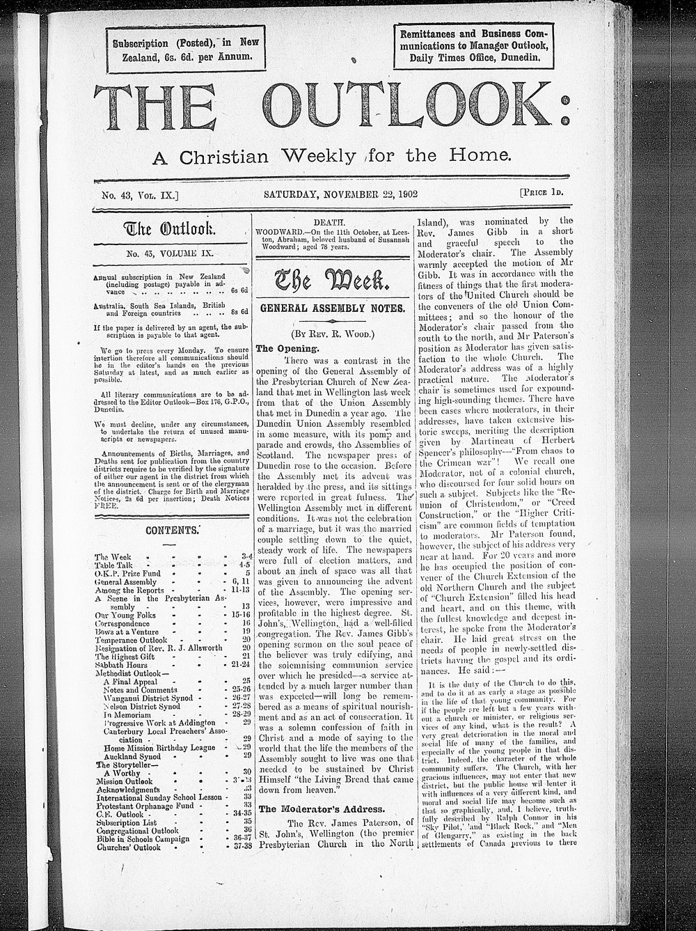 The Outlook: 22nd November 1902