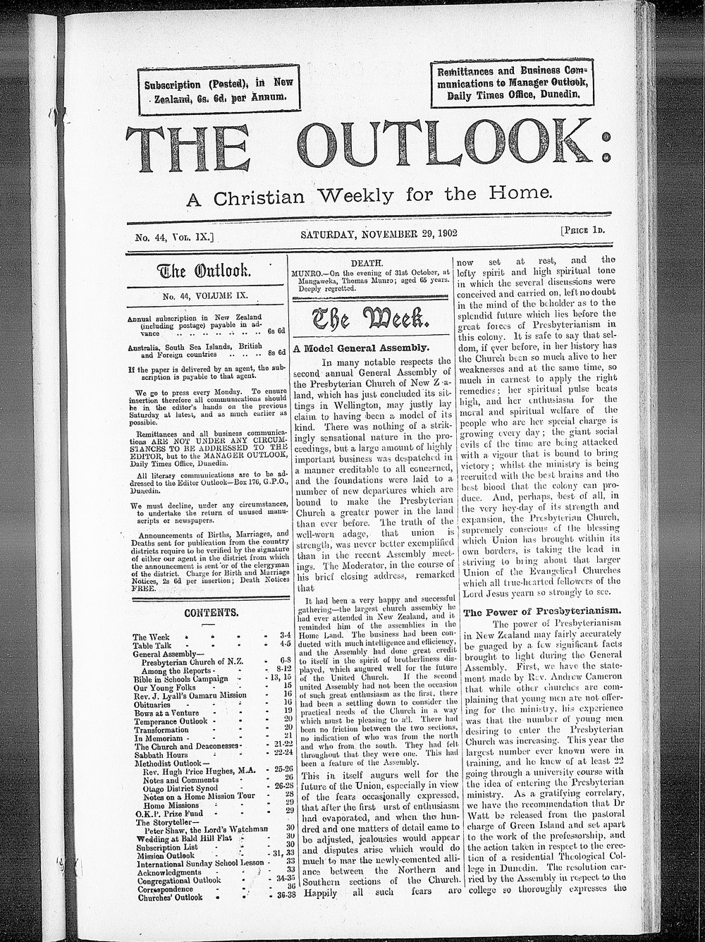 The Outlook: 29th November 1902