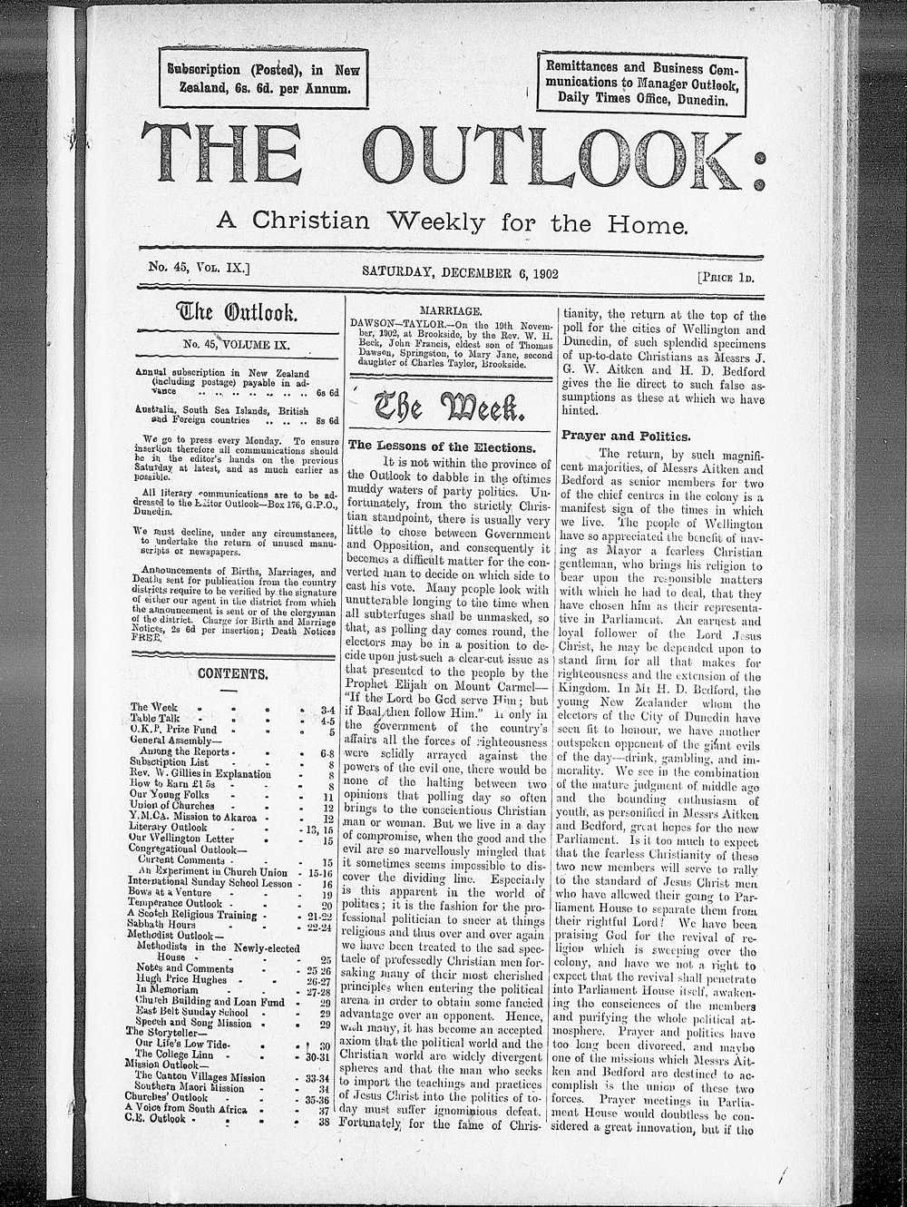 The Outlook: 6th December 1902