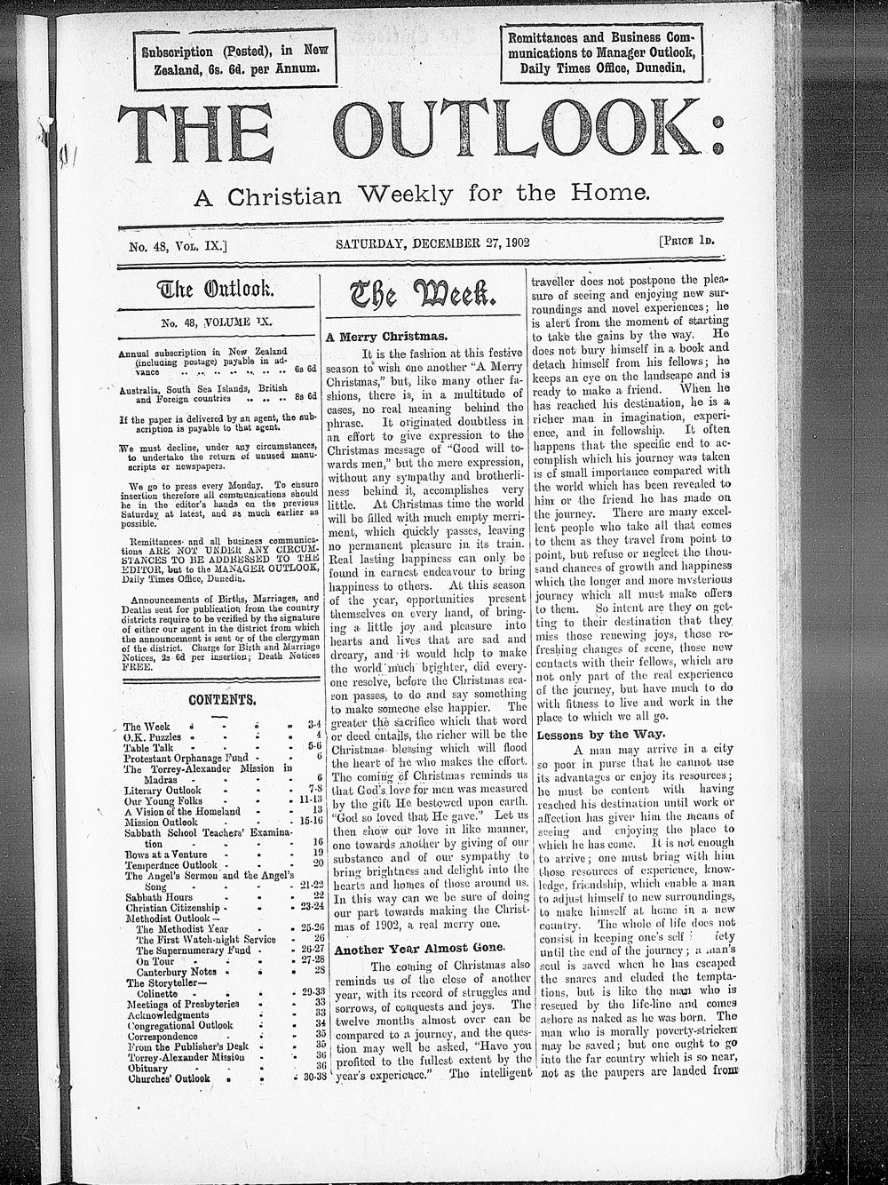 The Outlook: 27th December 1902
