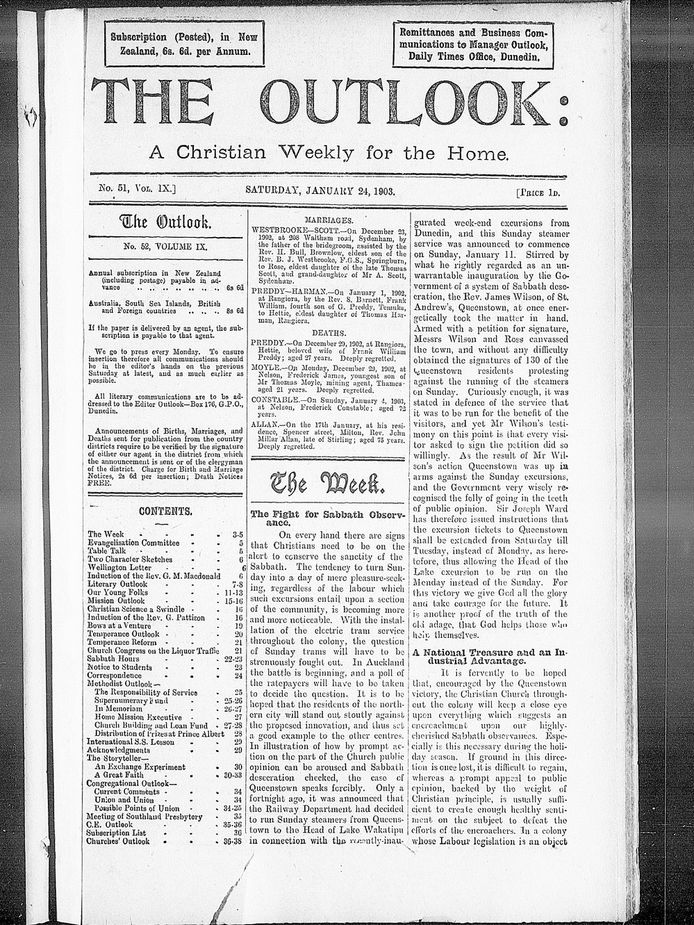 The Outlook: 24th January 1903