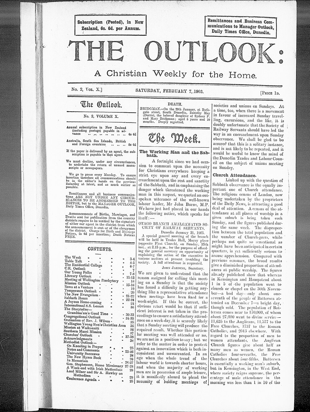 The Outlook: 7th February 1903