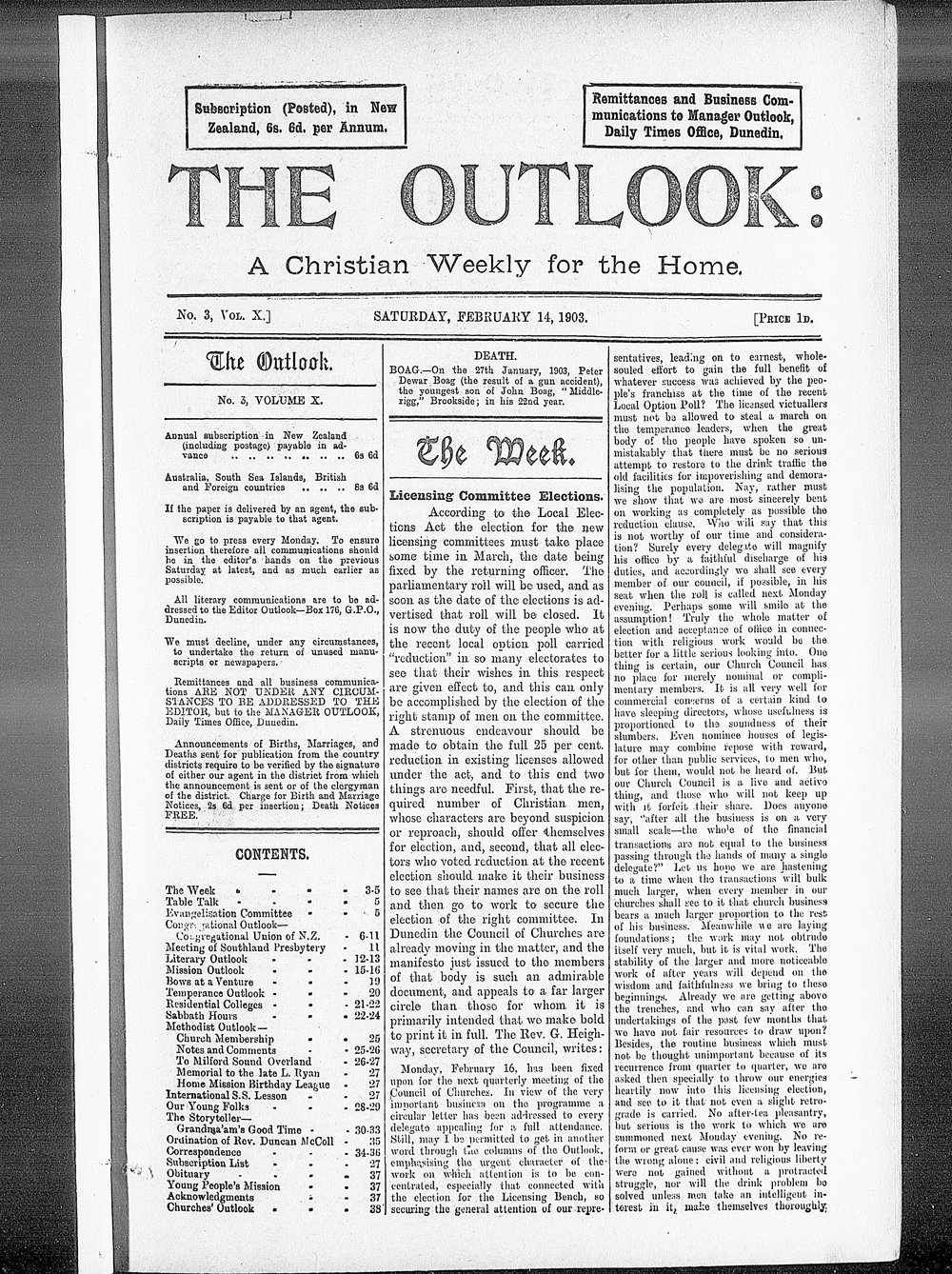 The Outlook: 14th February 1903