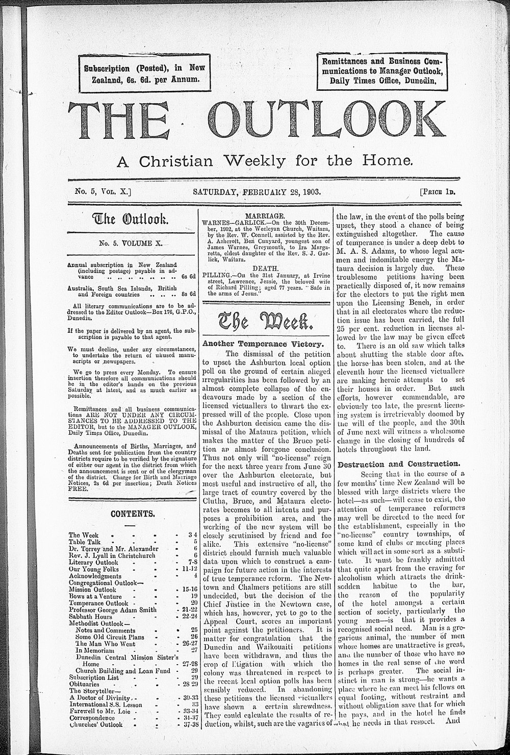 The Outlook: 28th February 1903