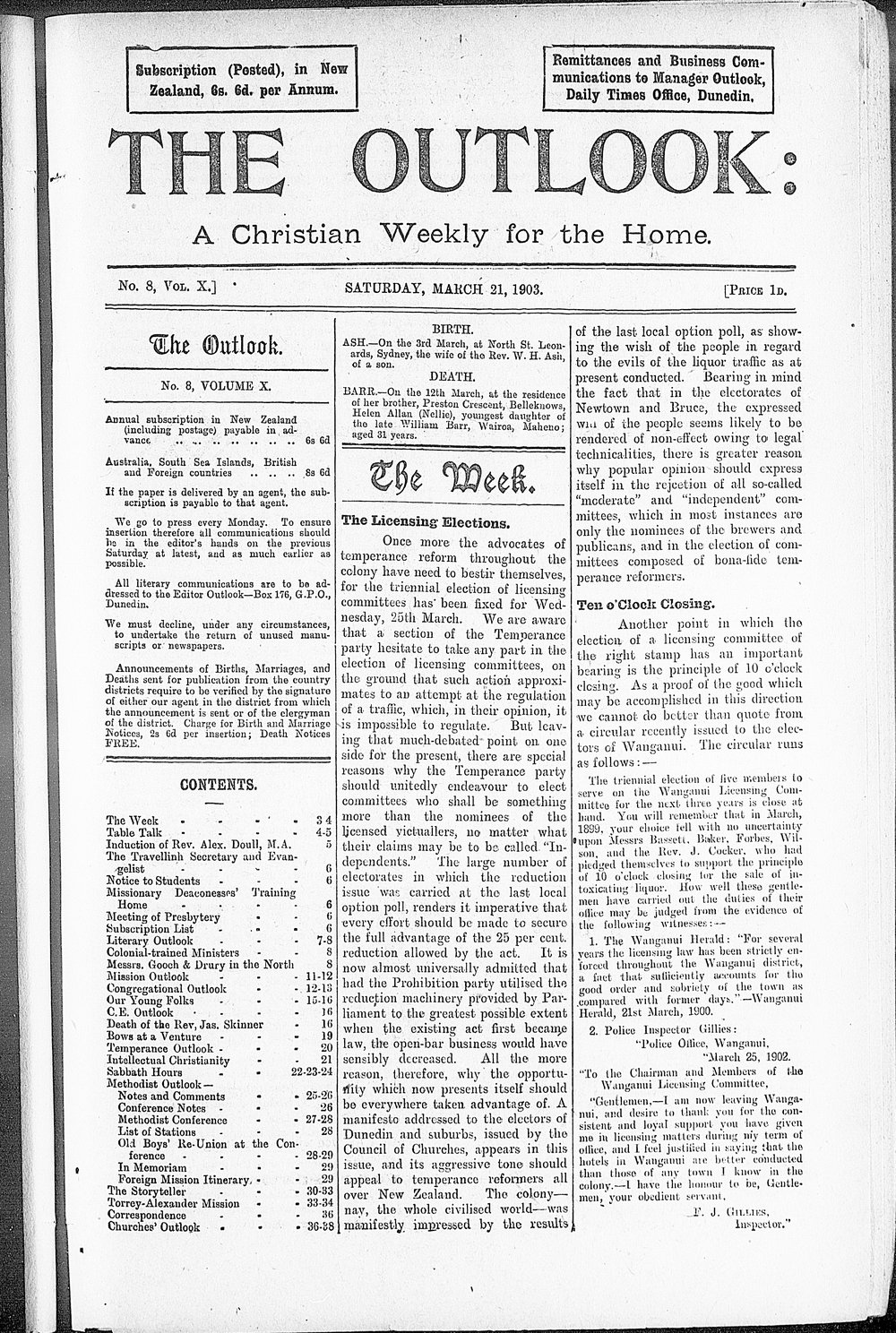 The Outlook: 21st March 1903