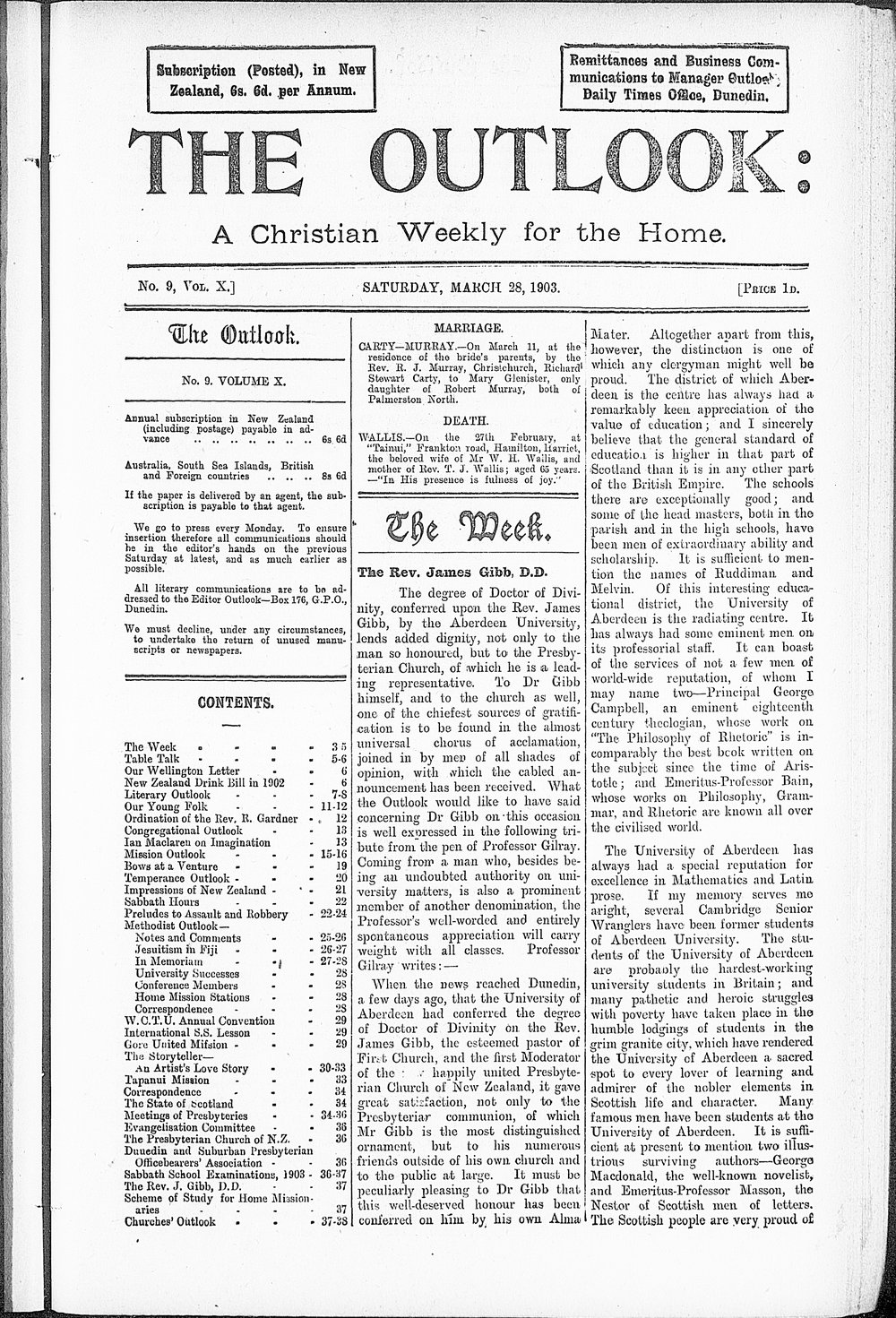 The Outlook: 28th March 1903