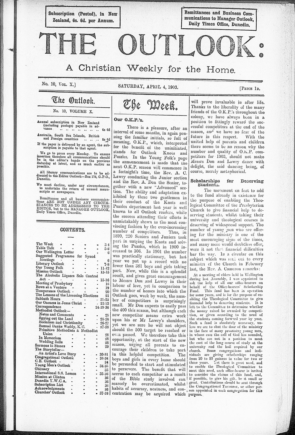 The Outlook: 4th April 1903