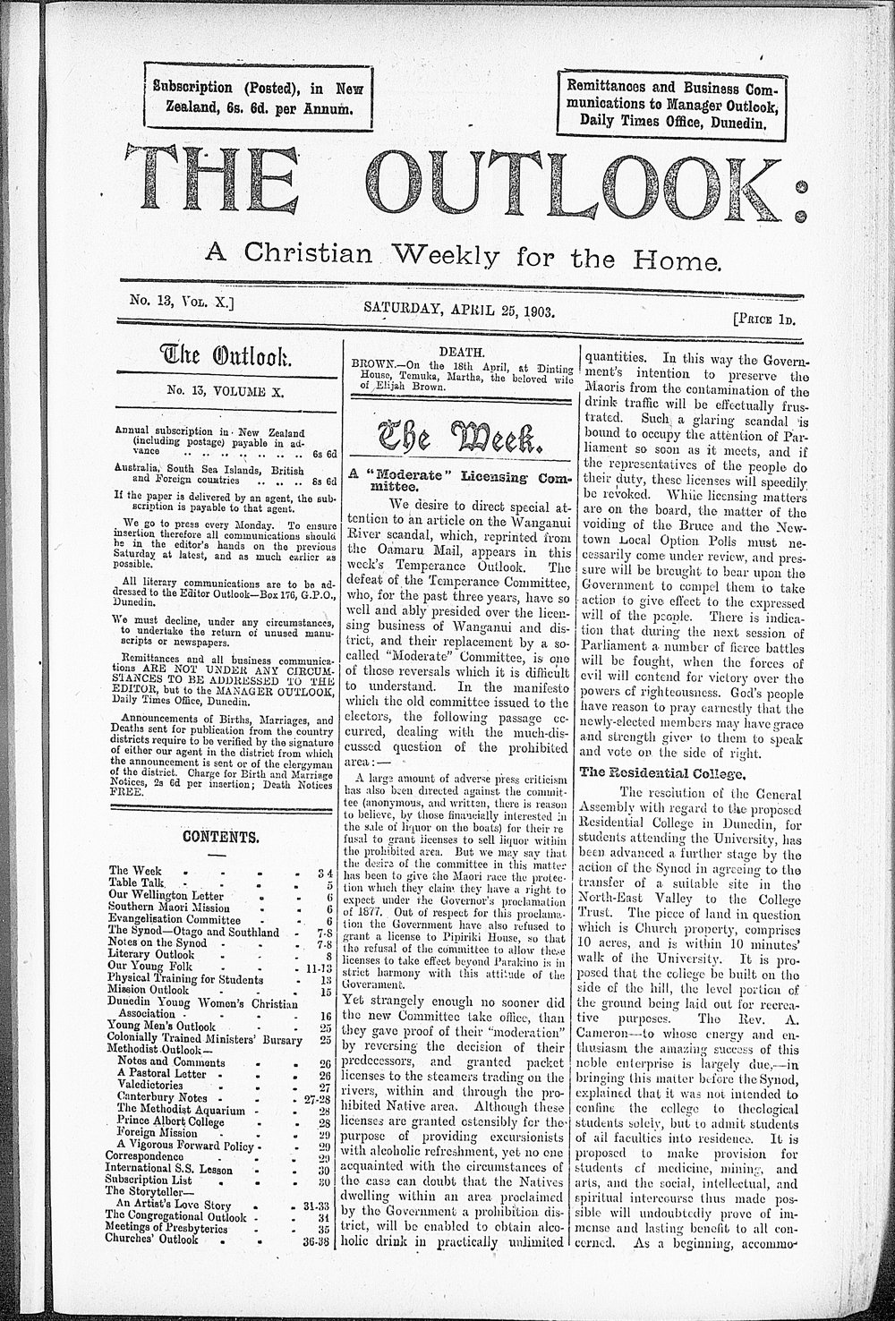 The Outlook: 25th April 1903