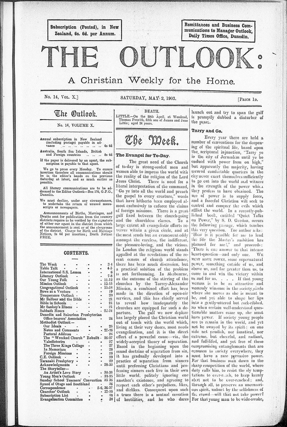The Outlook: 2nd May 1903