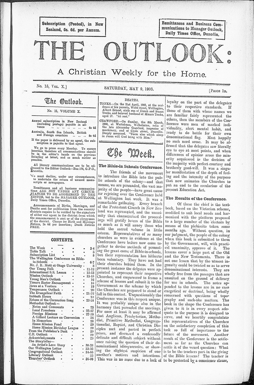 The Outlook: 9th May 1903