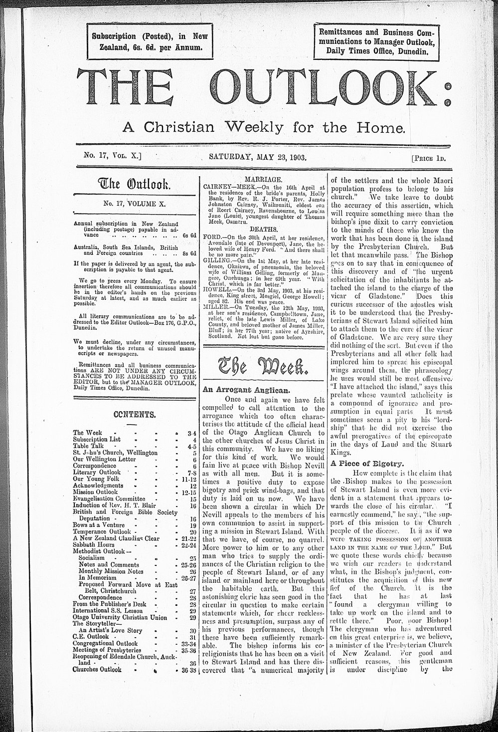The Outlook: 23rd May 1903