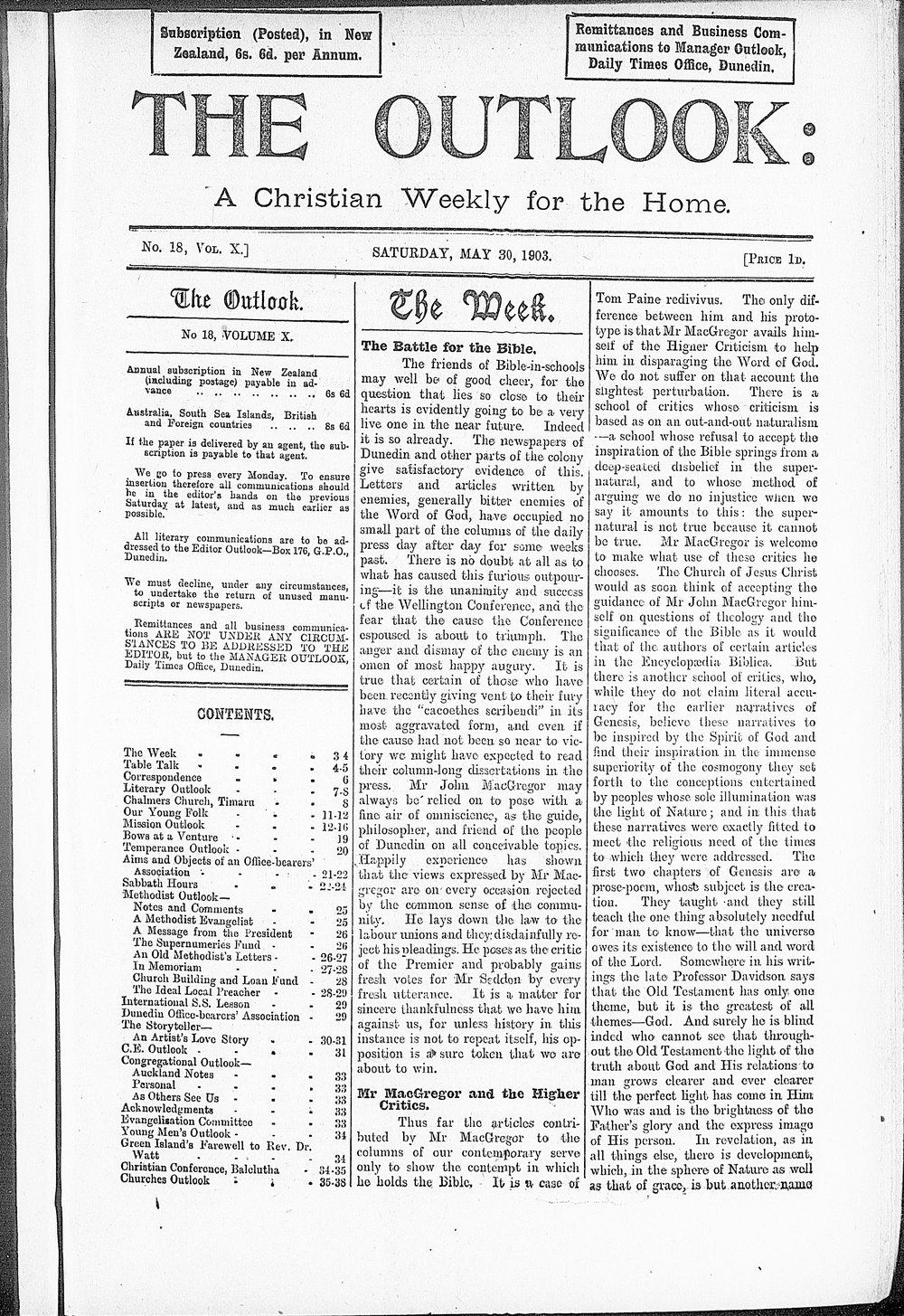 The Outlook: 30th May 1903