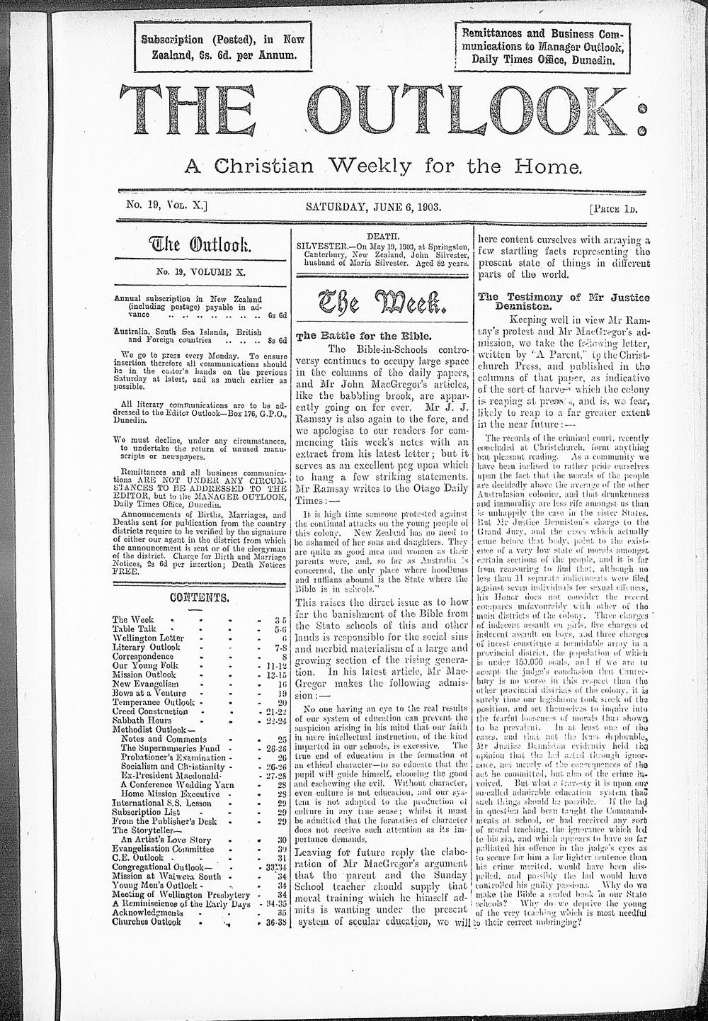 The Outlook: 6th June 1903