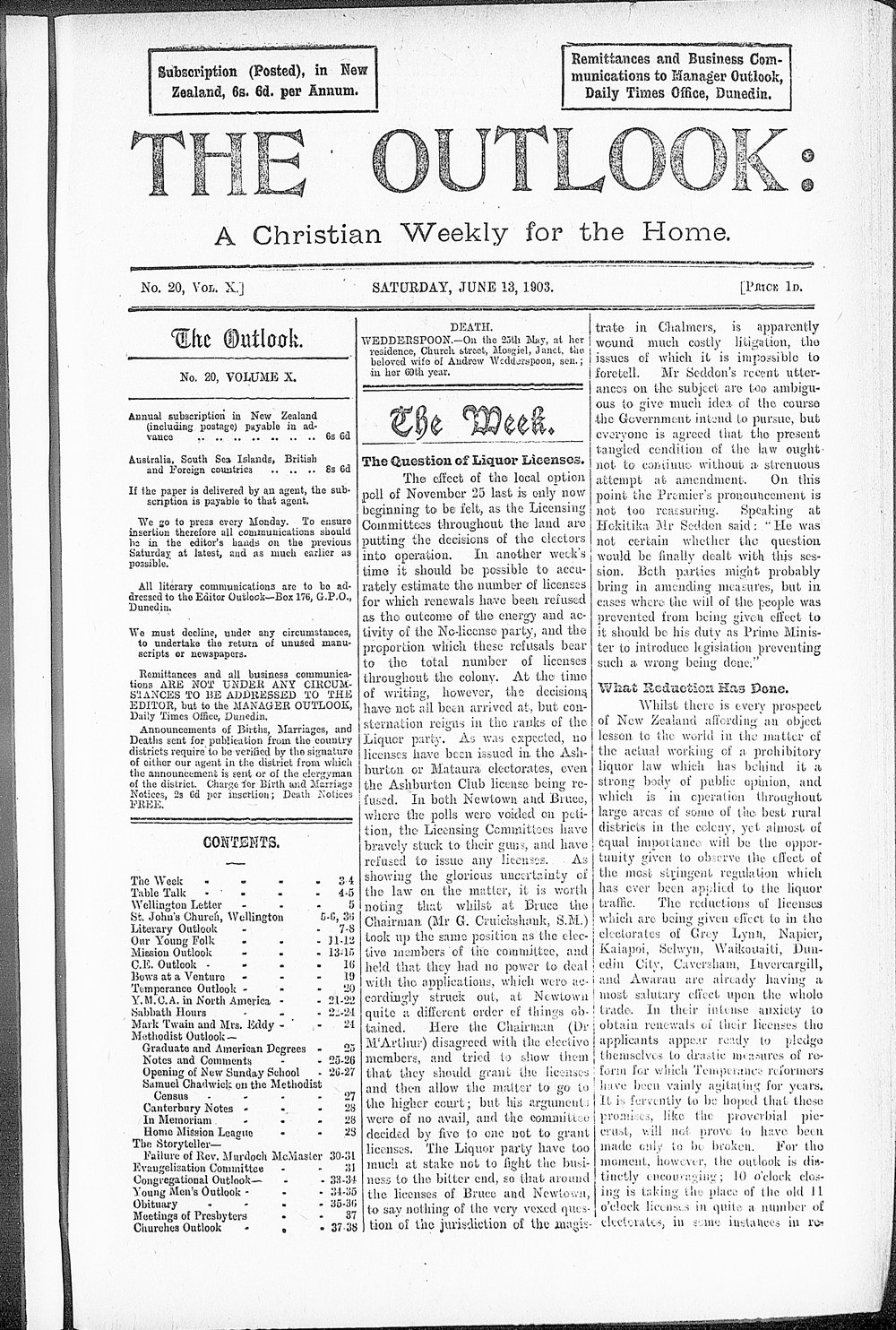 The Outlook: 13th June 1903