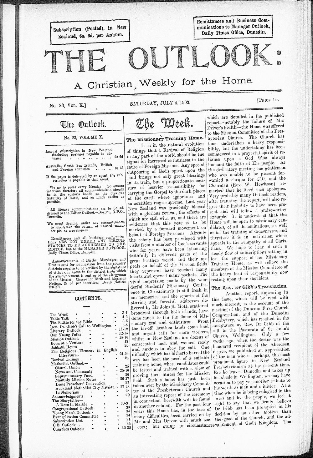 The Outlook: 4th July 1903