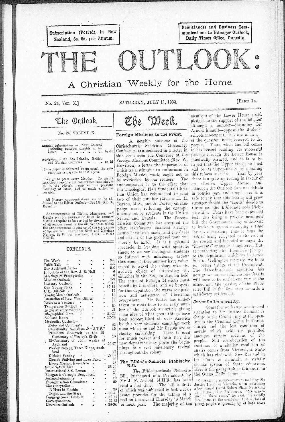 The Outlook: 11th July 1903