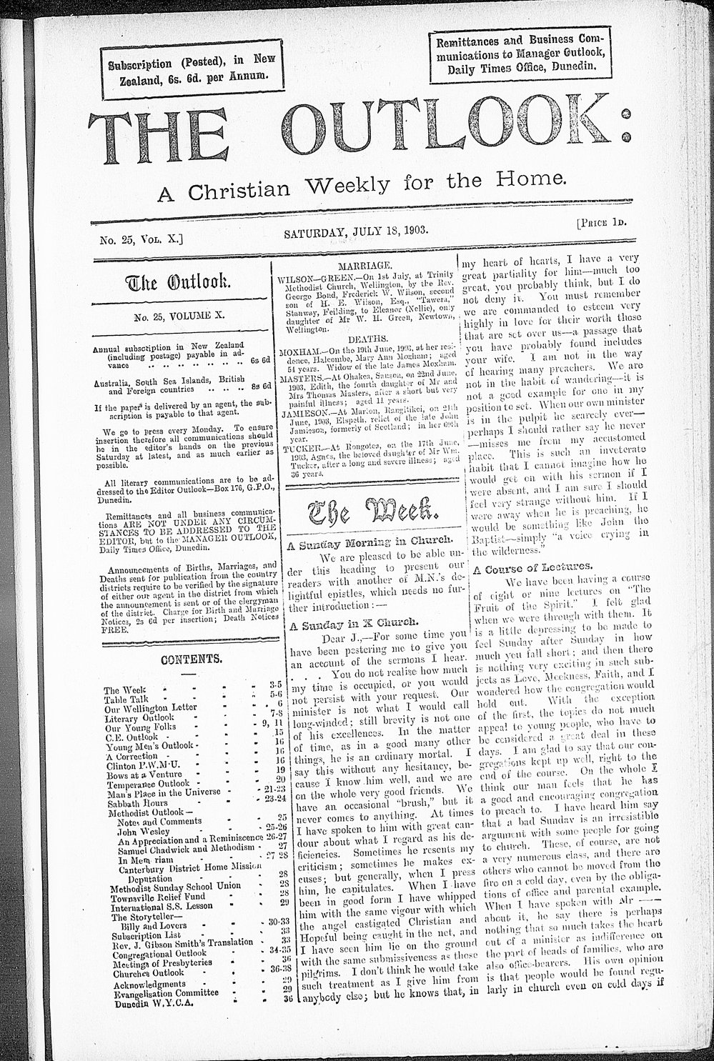 The Outlook: 18th July 1903