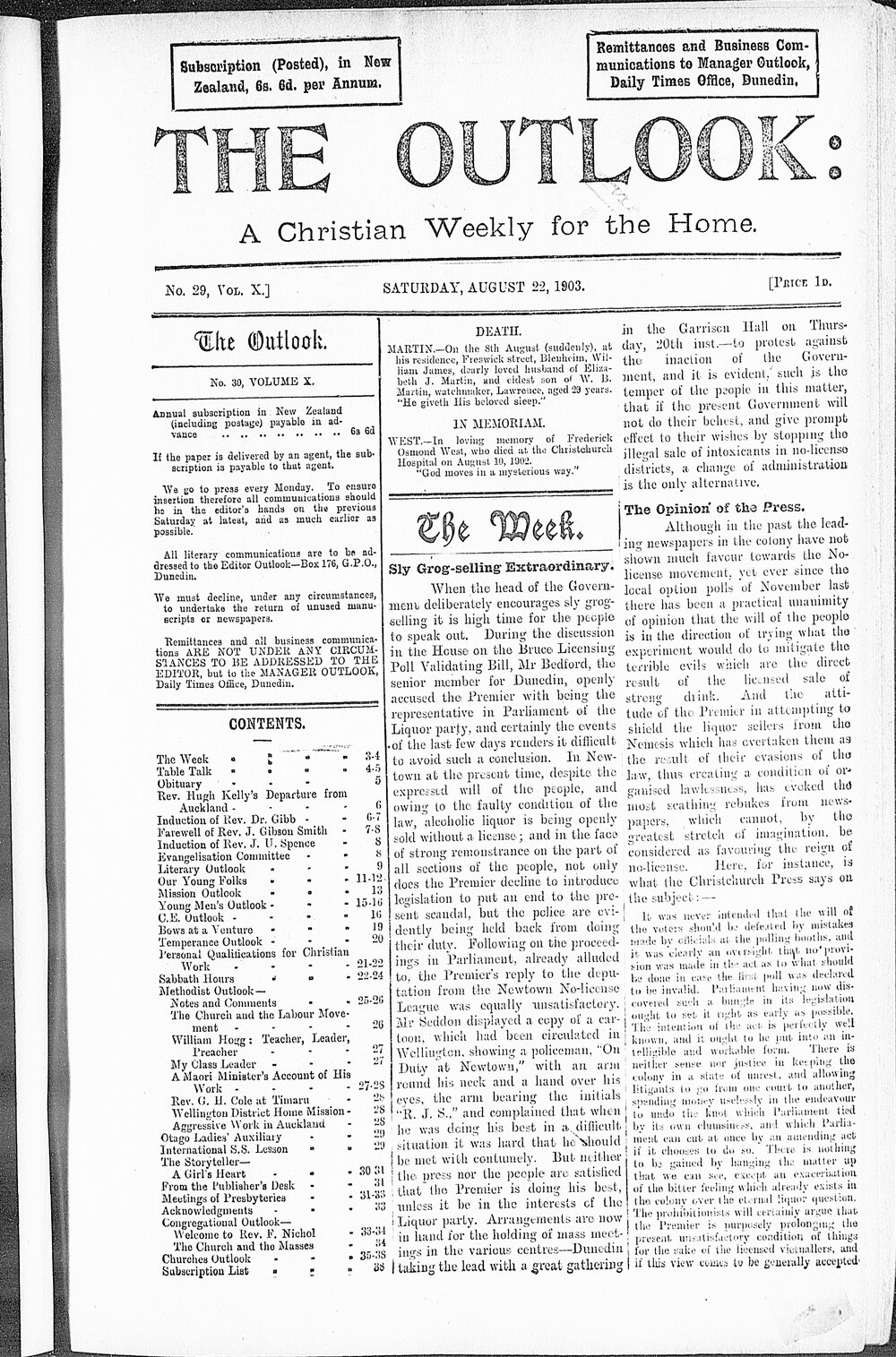 The Outlook: 22nd August 1903