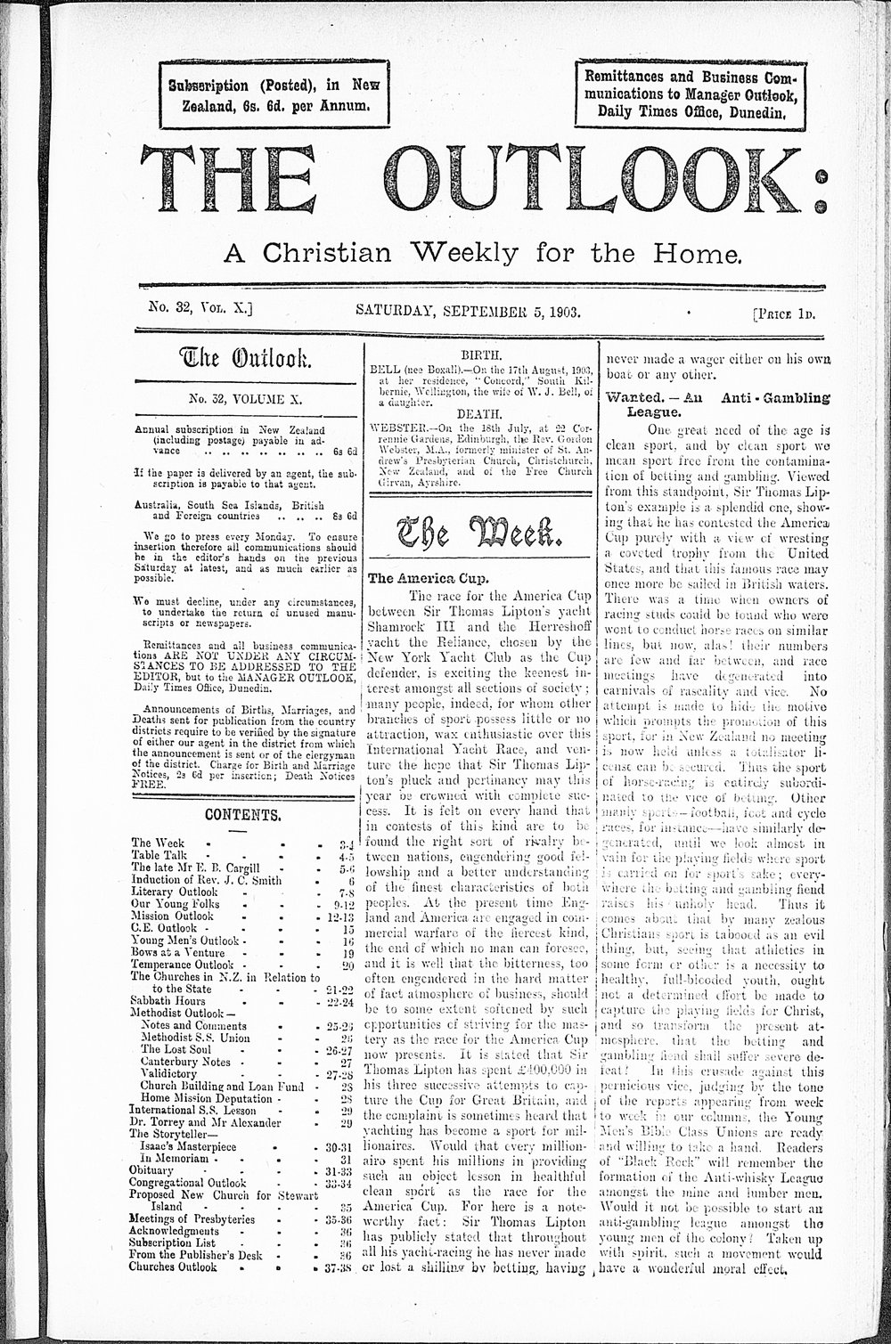 The Outlook: 5th September 1903