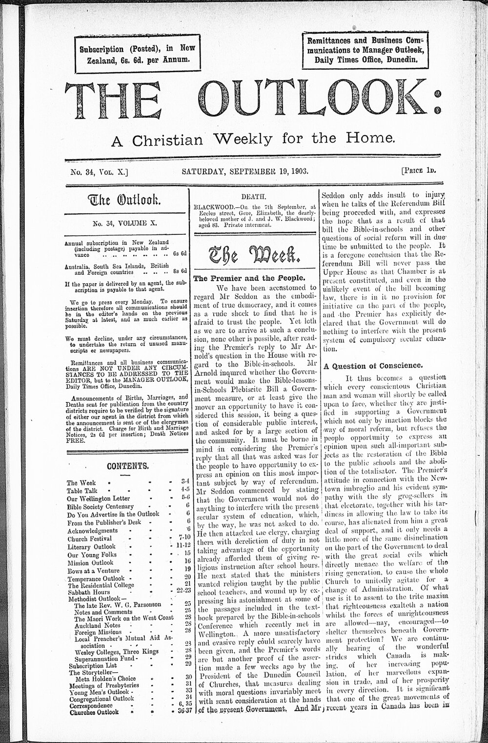 The Outlook: 19th September 1903