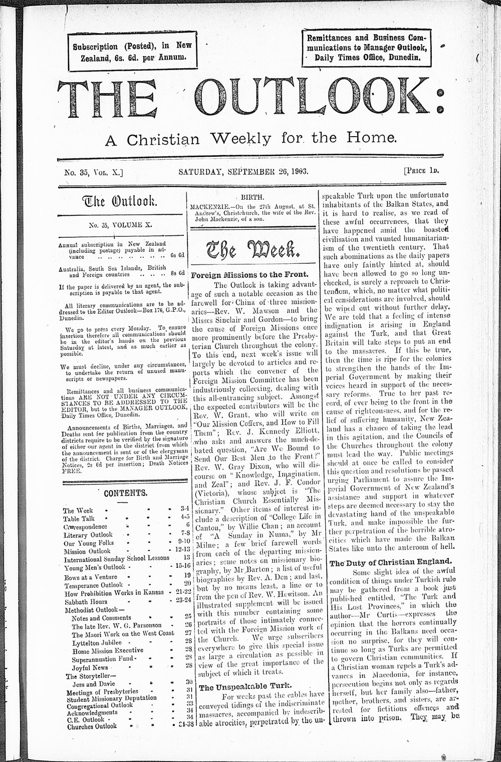 The Outlook: 26th September 1903