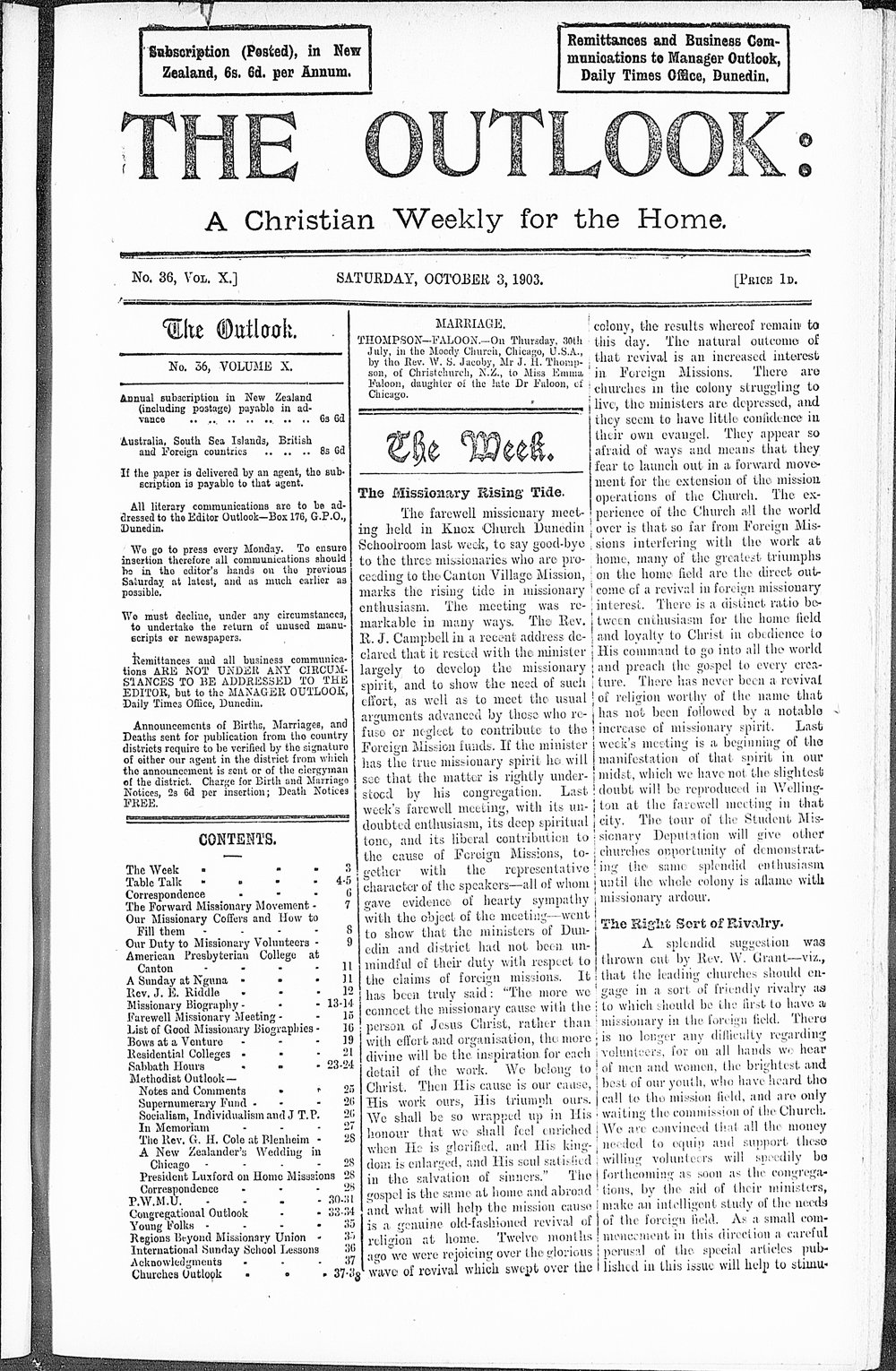 The Outlook: 3rd October 1903