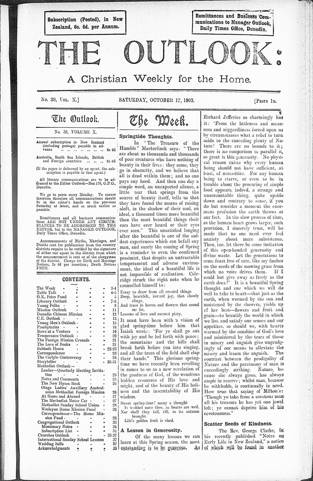 The Outlook: 17th October 1903